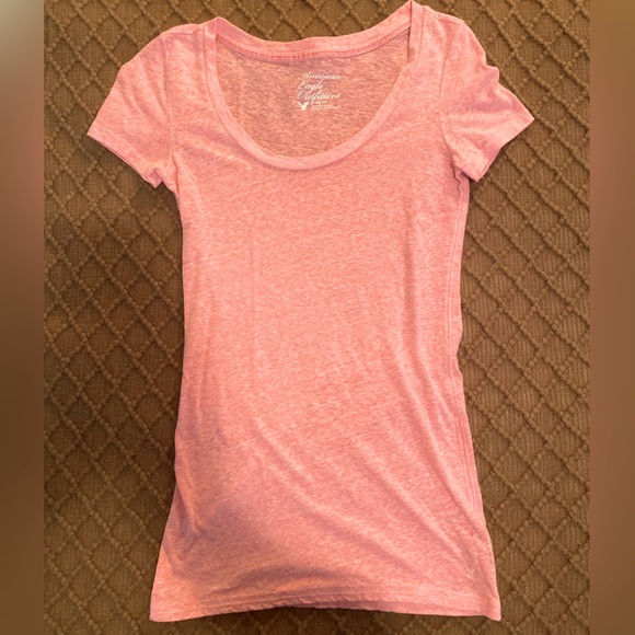 American Eagle Women’s Pink Heather Short Sleeve V Neck Tee Shirt Size XS - Picture 1 of 2